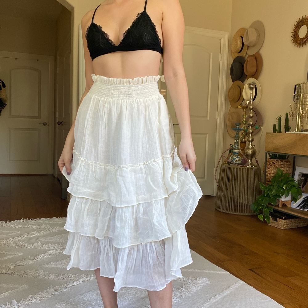 Layered white ruffled skirt